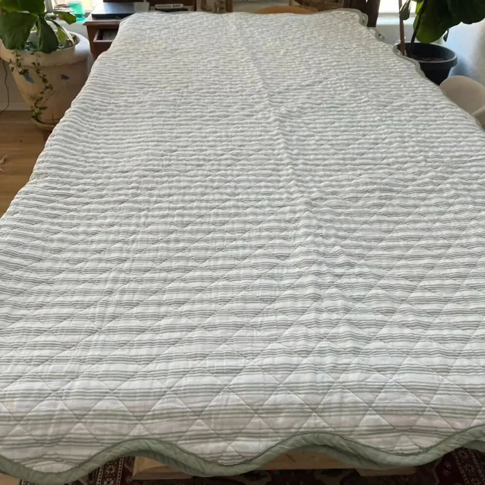 The Farmhouse Rachel Ashwell Sage Floral Full Queen Quilt Shabby Chic Cotton